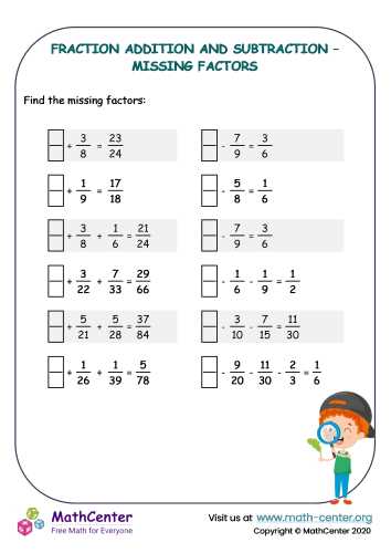 subtracting and adding fractions worksheet
