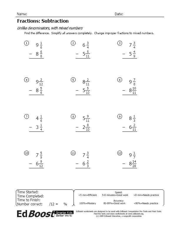 subtracting mixed numbers with regrouping worksheet