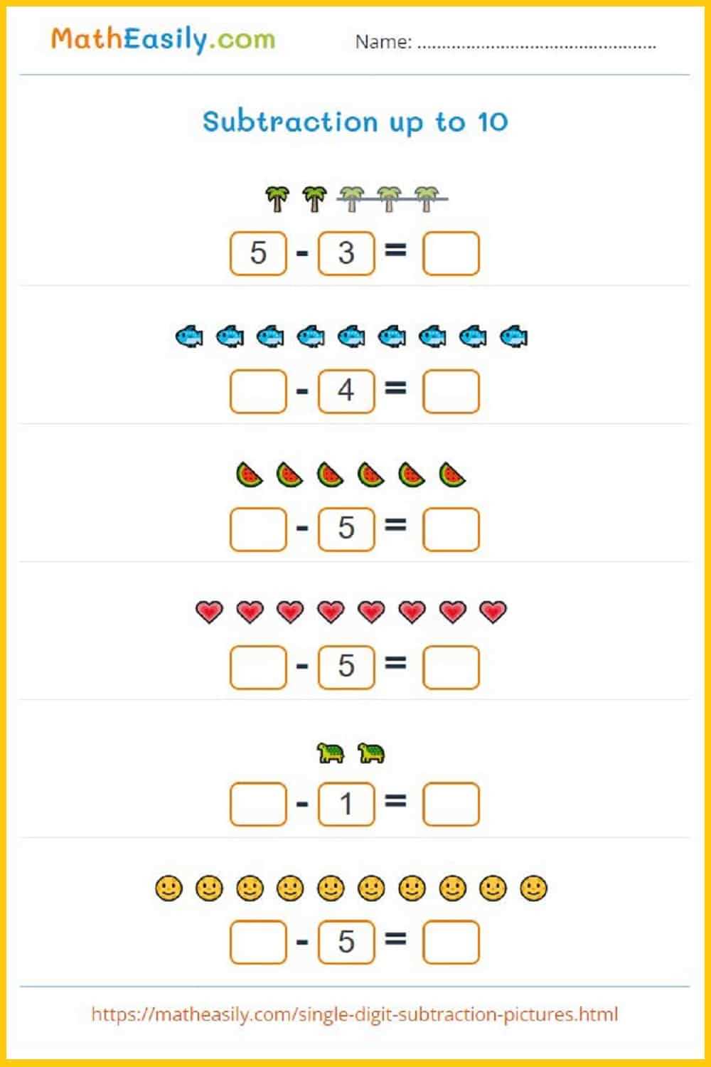 subtraction 20 worksheets