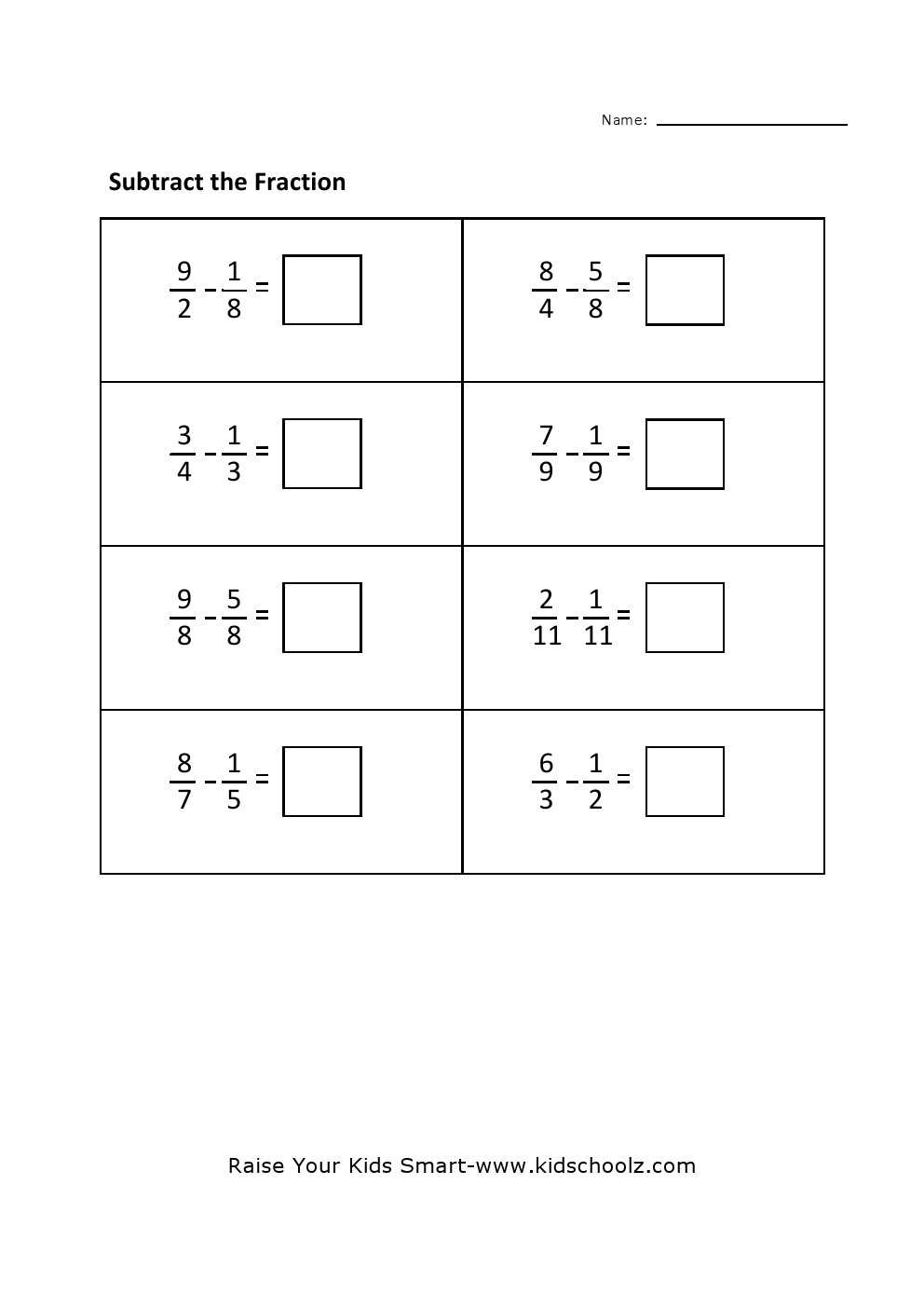 subtraction fraction worksheets subtraction fraction worksheets