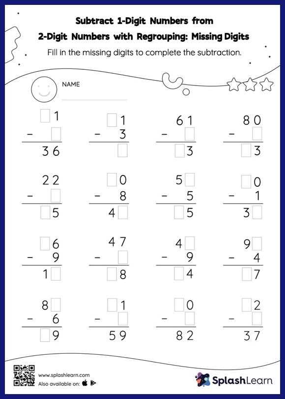 subtraction with borrowing worksheet