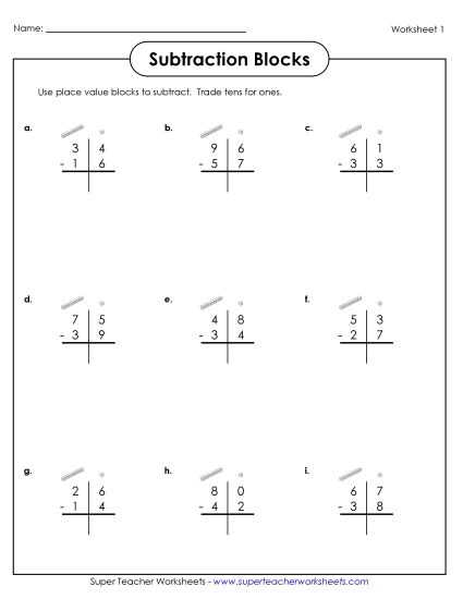 subtraction with regrouping free worksheets