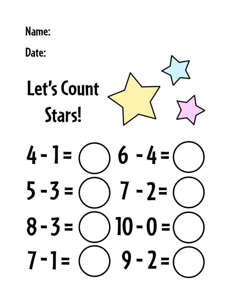 subtraction worksheets for kindergarten free printables