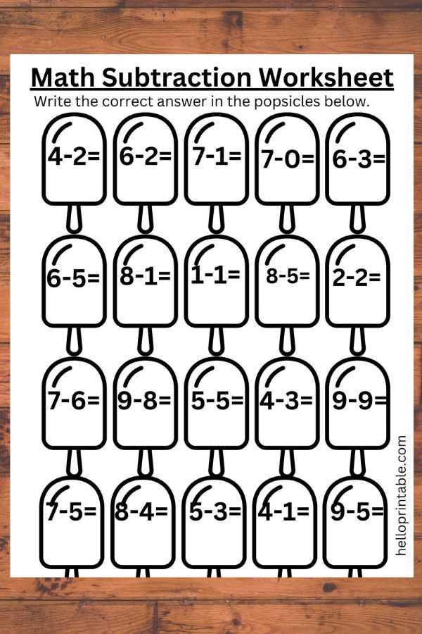 subtraction worksheets for kindergarten free printables