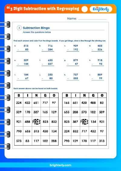 subtraction worksheets with borrowing 3 digits