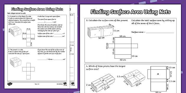 surface area 6th grade worksheets