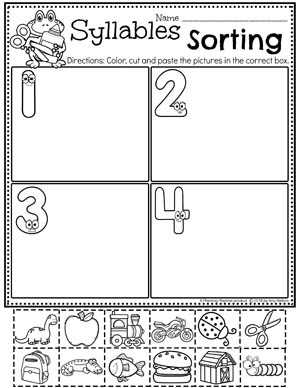 syllables worksheet for kindergarten