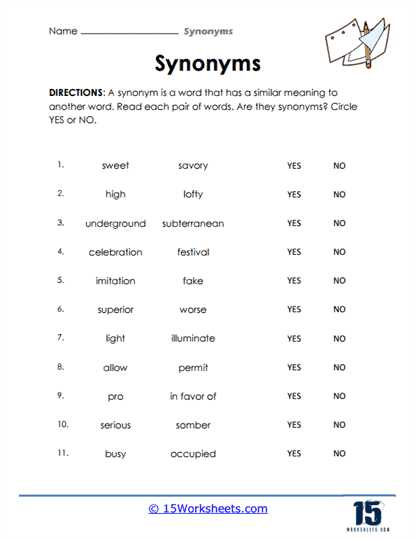 synonyms worksheet for grade 3