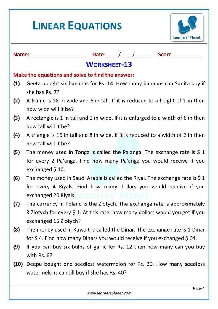 systems of equations story problems worksheet