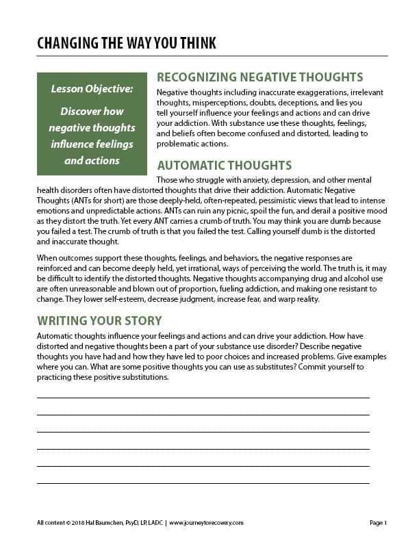 telling your recovery story worksheet