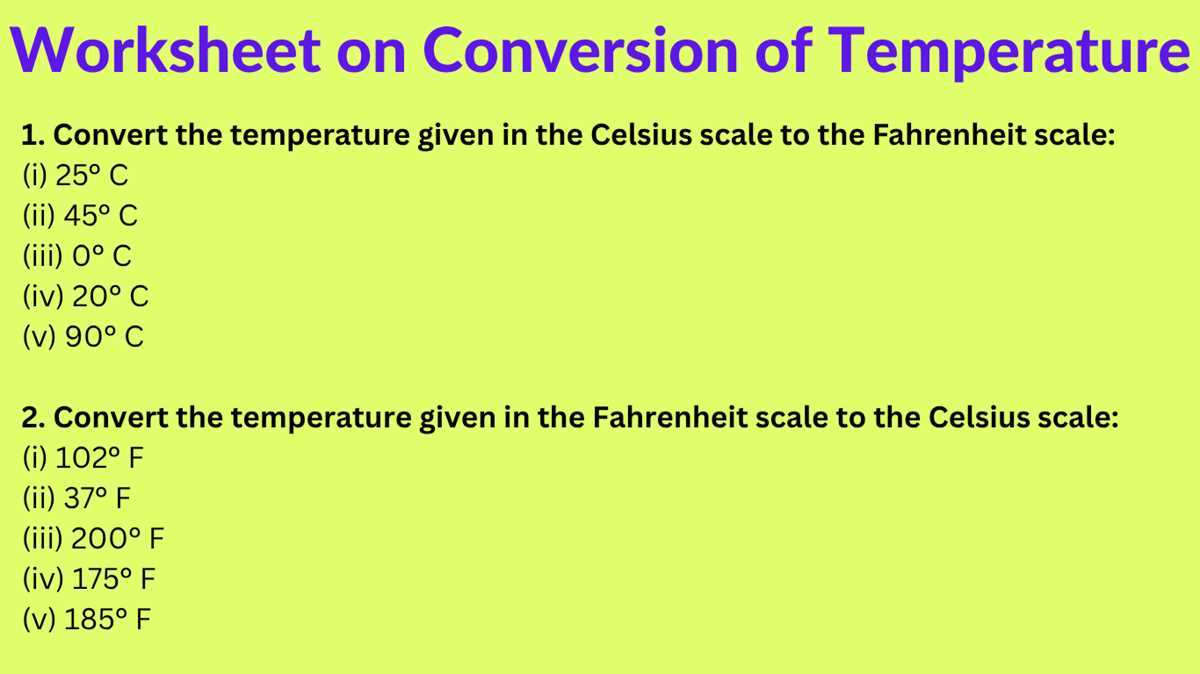 temp conversion worksheet