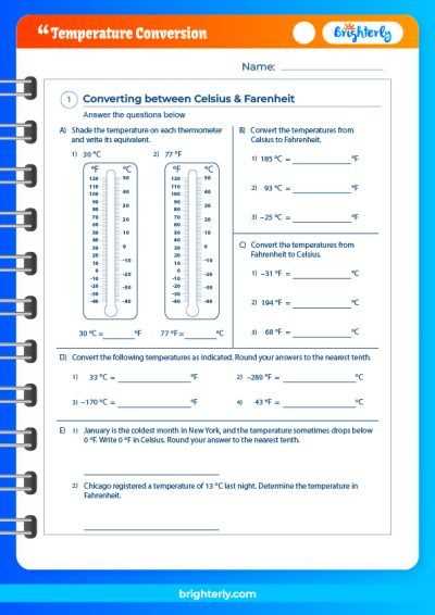 temperature conversion worksheet