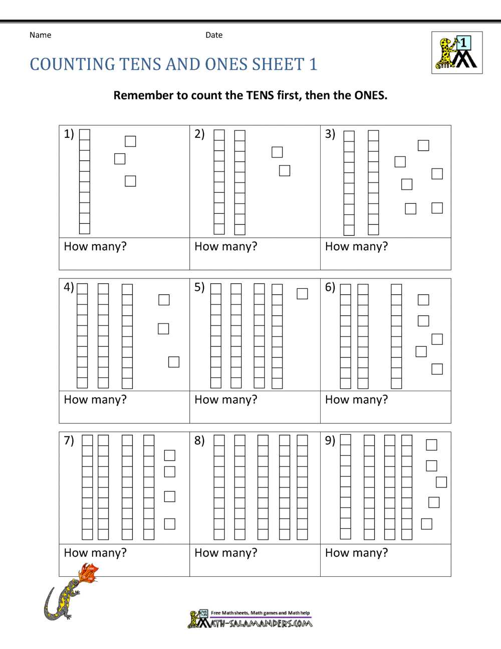 tens and ones worksheets grade 1