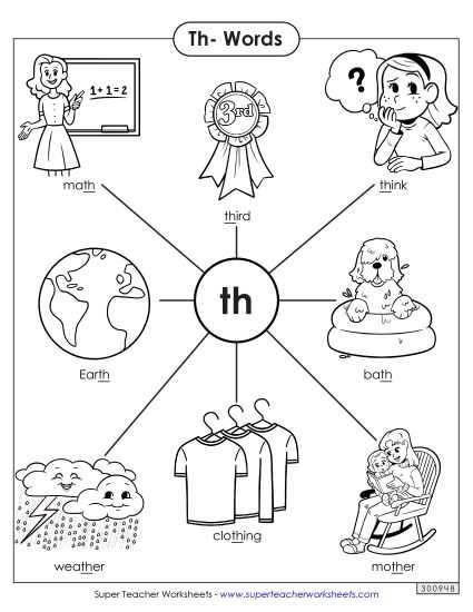 th digraph worksheets kindergarten