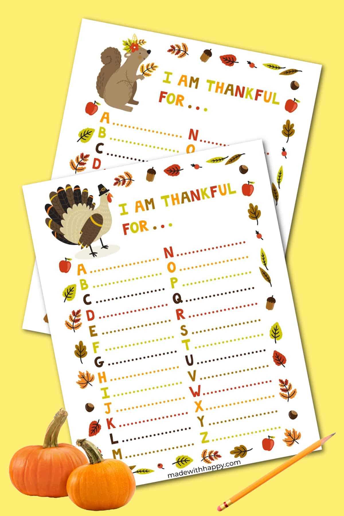 thankfulness worksheets