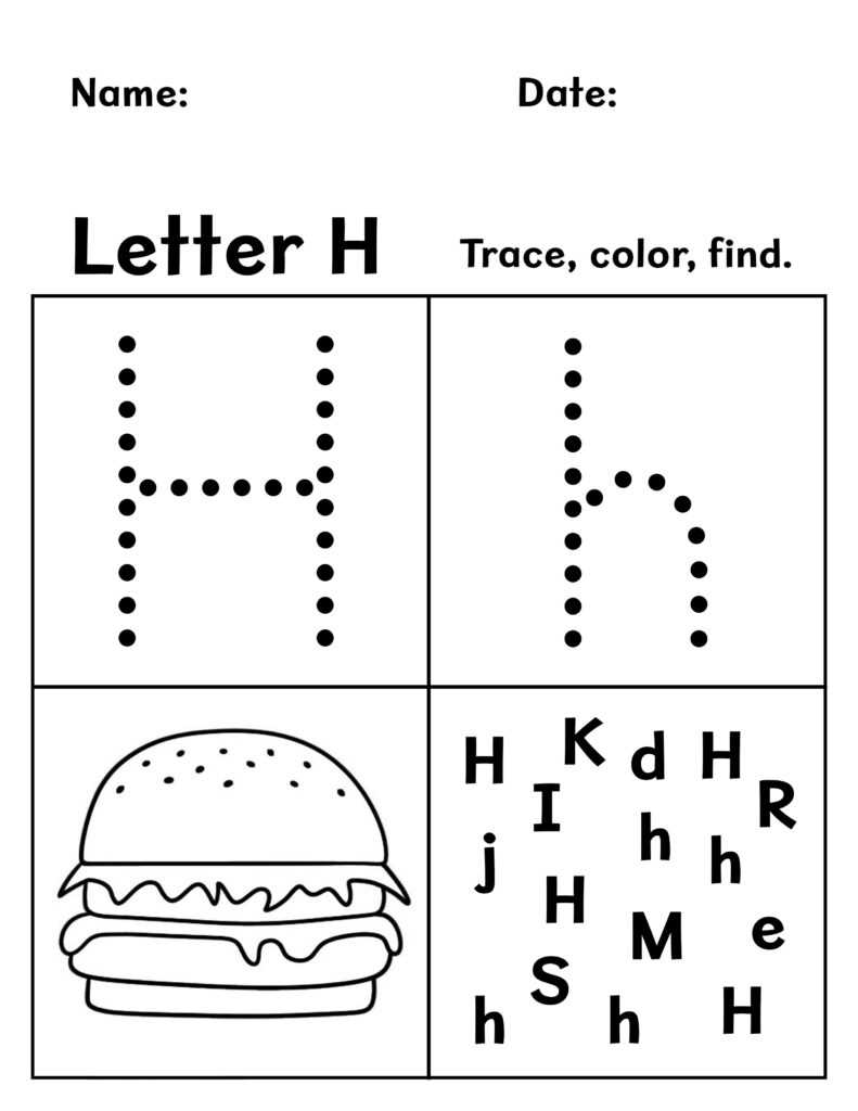 the letter h worksheets