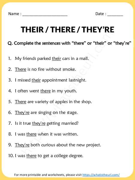 their there they re worksheet