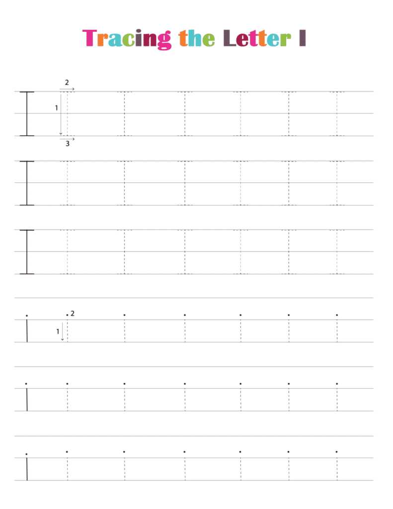 trace letter i worksheet