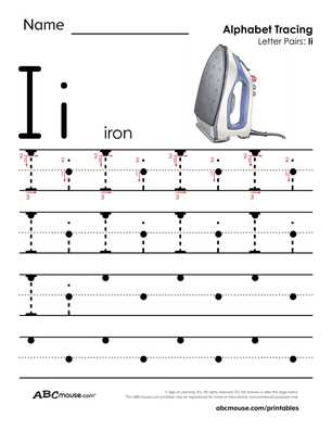 trace letter i worksheet