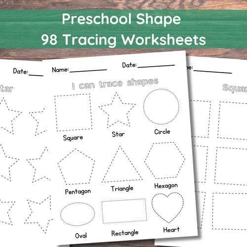 trace shapes worksheets kindergarten