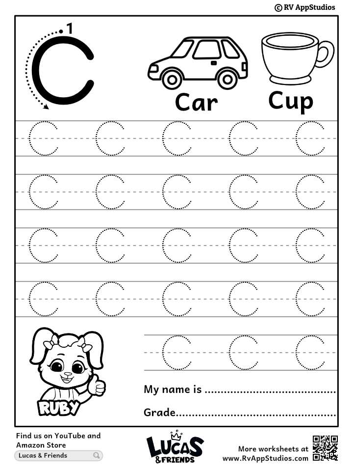 tracing letter c worksheets