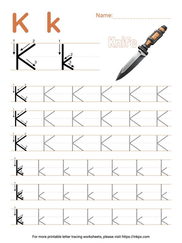 tracing letter k worksheets