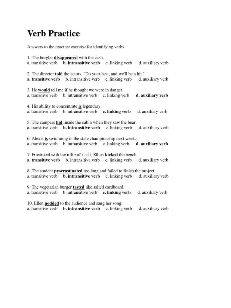 transitive and intransitive worksheet