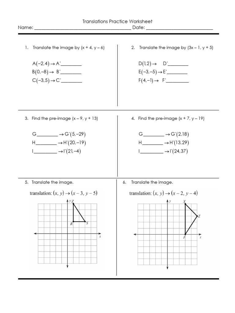 translations practice worksheet