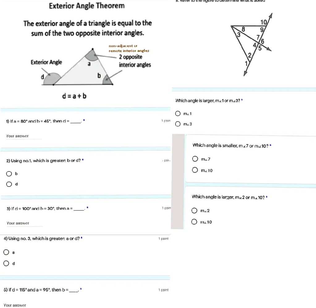 triangle sum theorem and exterior angle theorem worksheet
