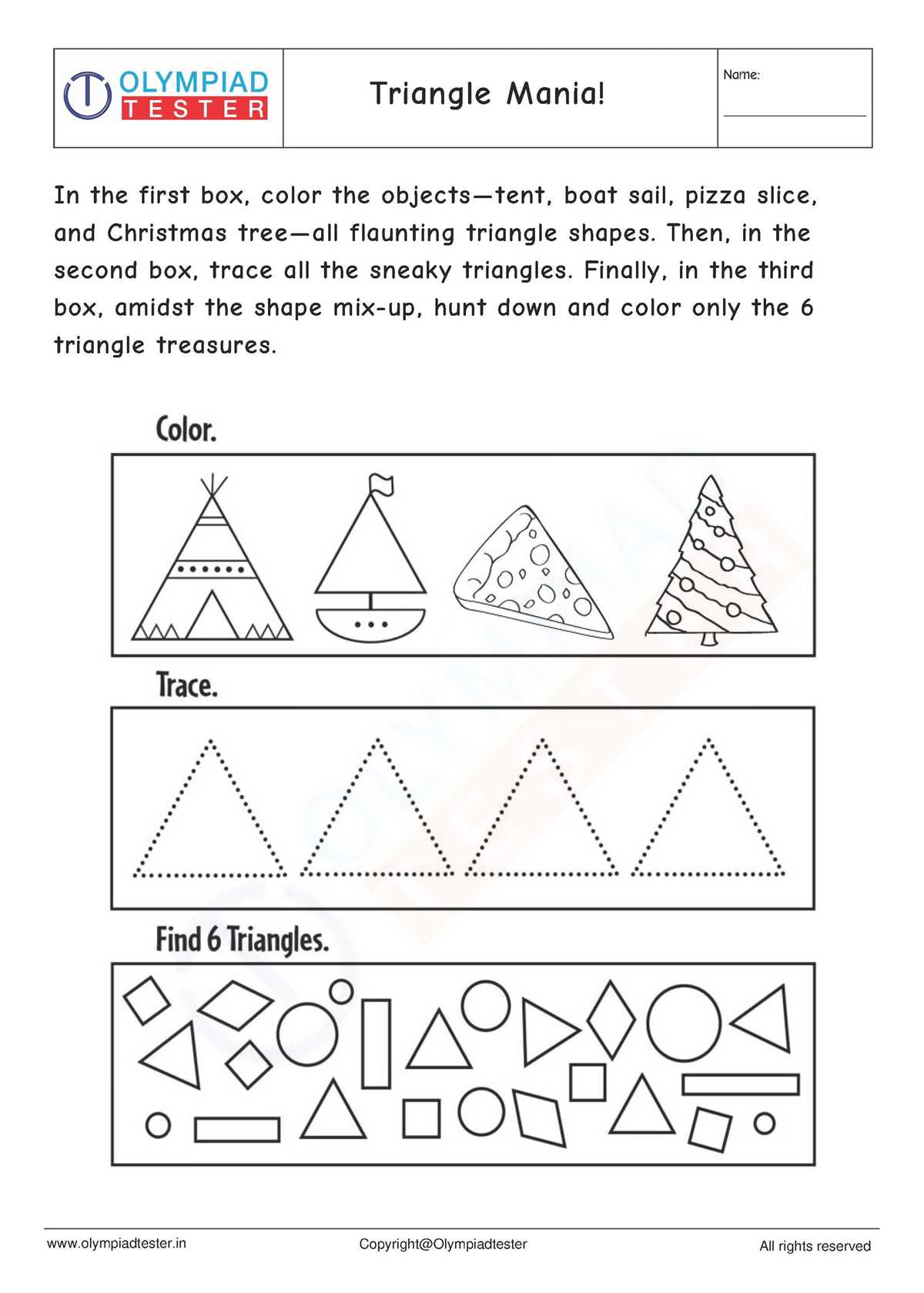 triangle worksheet for preschool