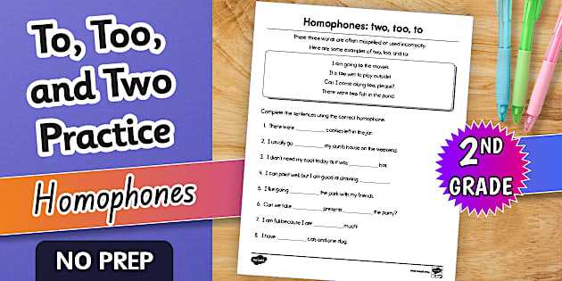 two to and too worksheet