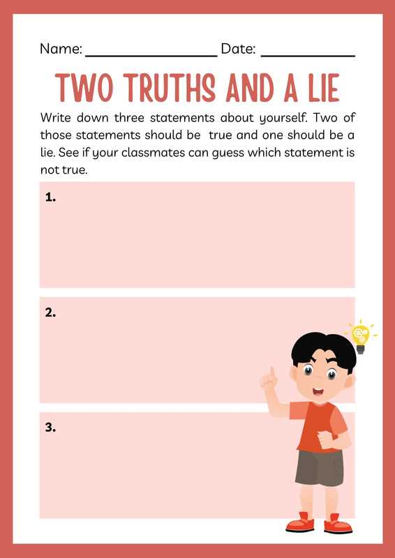 two truths and a lie worksheet
