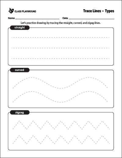 types of lines worksheet