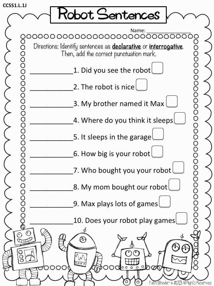 types of sentences worksheet