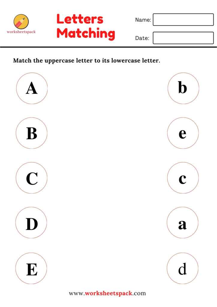 uppercase and lowercase letter matching worksheets