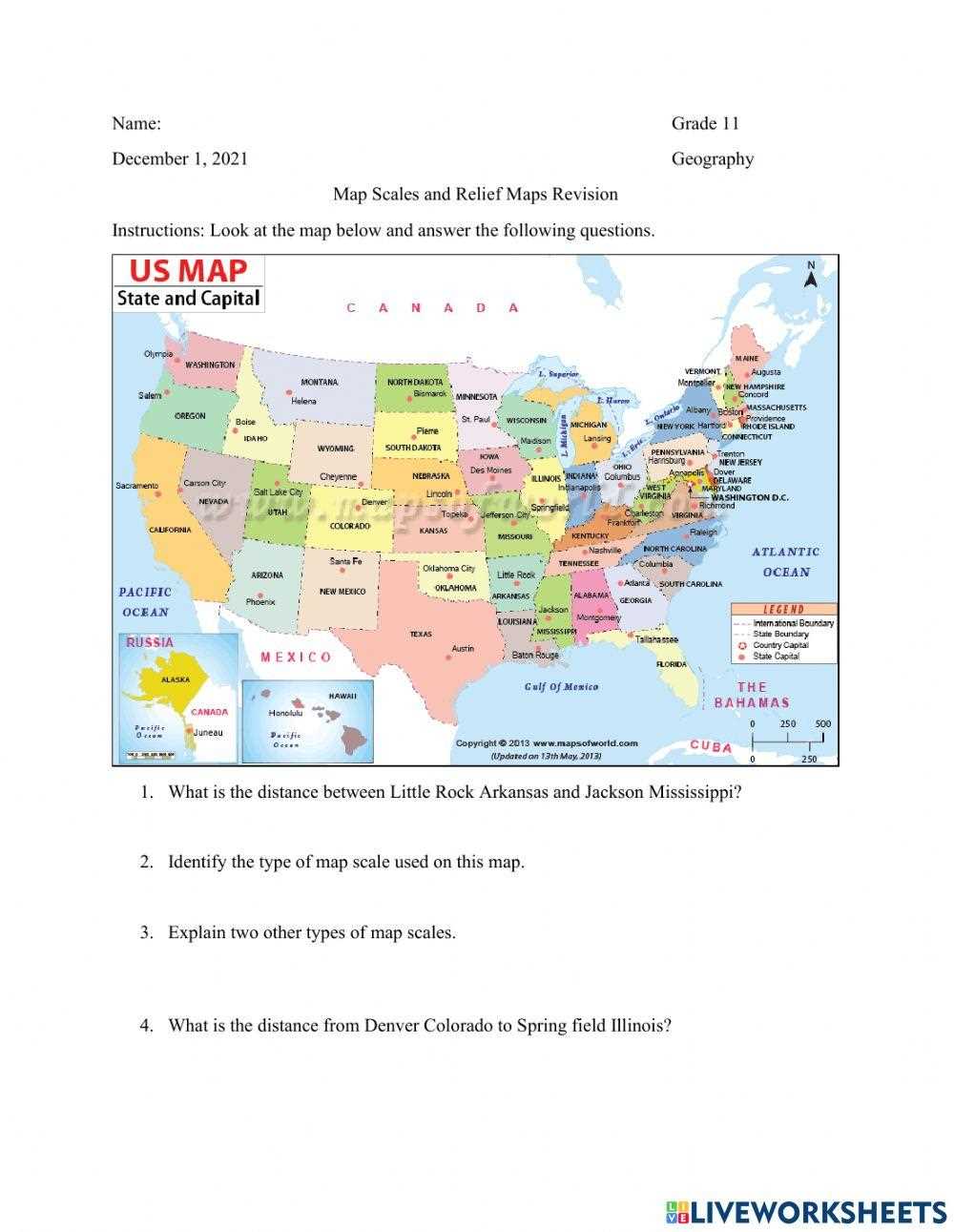 using a map scale worksheet