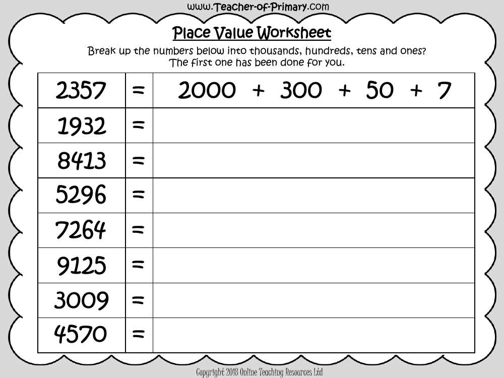 value place value worksheets value place value worksheets