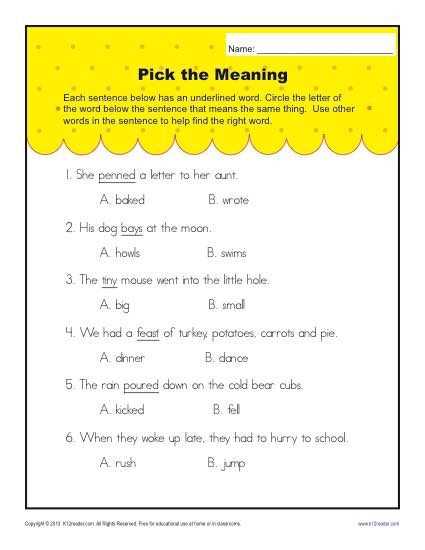vocabulary using context clues worksheets