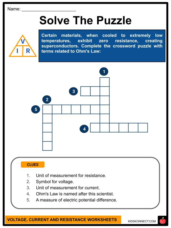 voltage current resistance worksheet