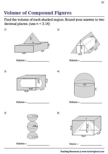volume composite shapes worksheet