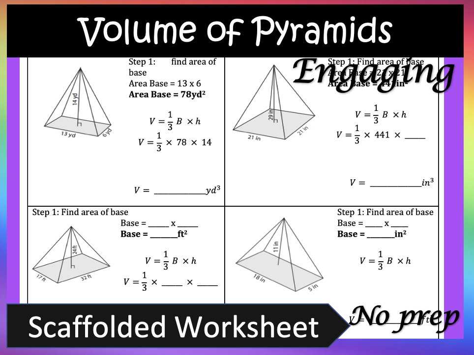 volume of a pyramid worksheet
