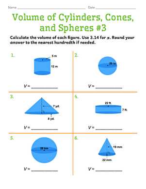 volume of cones worksheet
