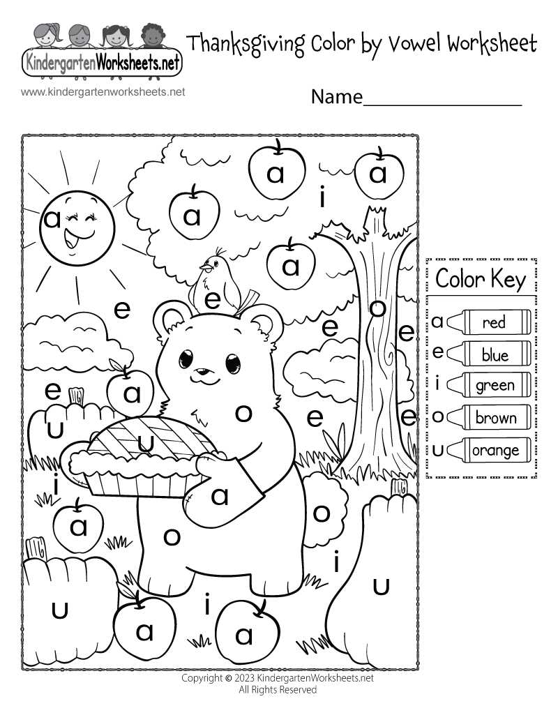 vowel worksheets for kindergarten