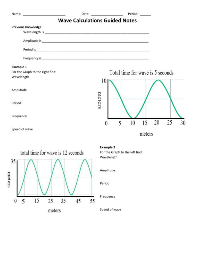 wave calculations worksheet