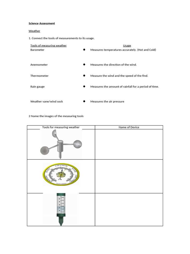 weather measuring instruments worksheet