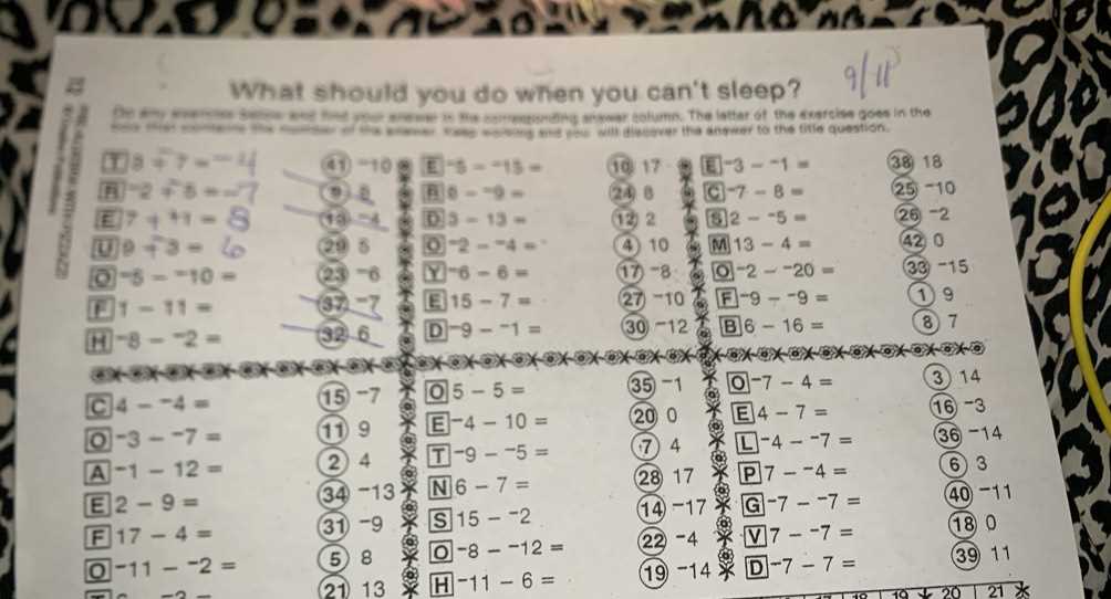 what should you do when you cant sleep worksheet