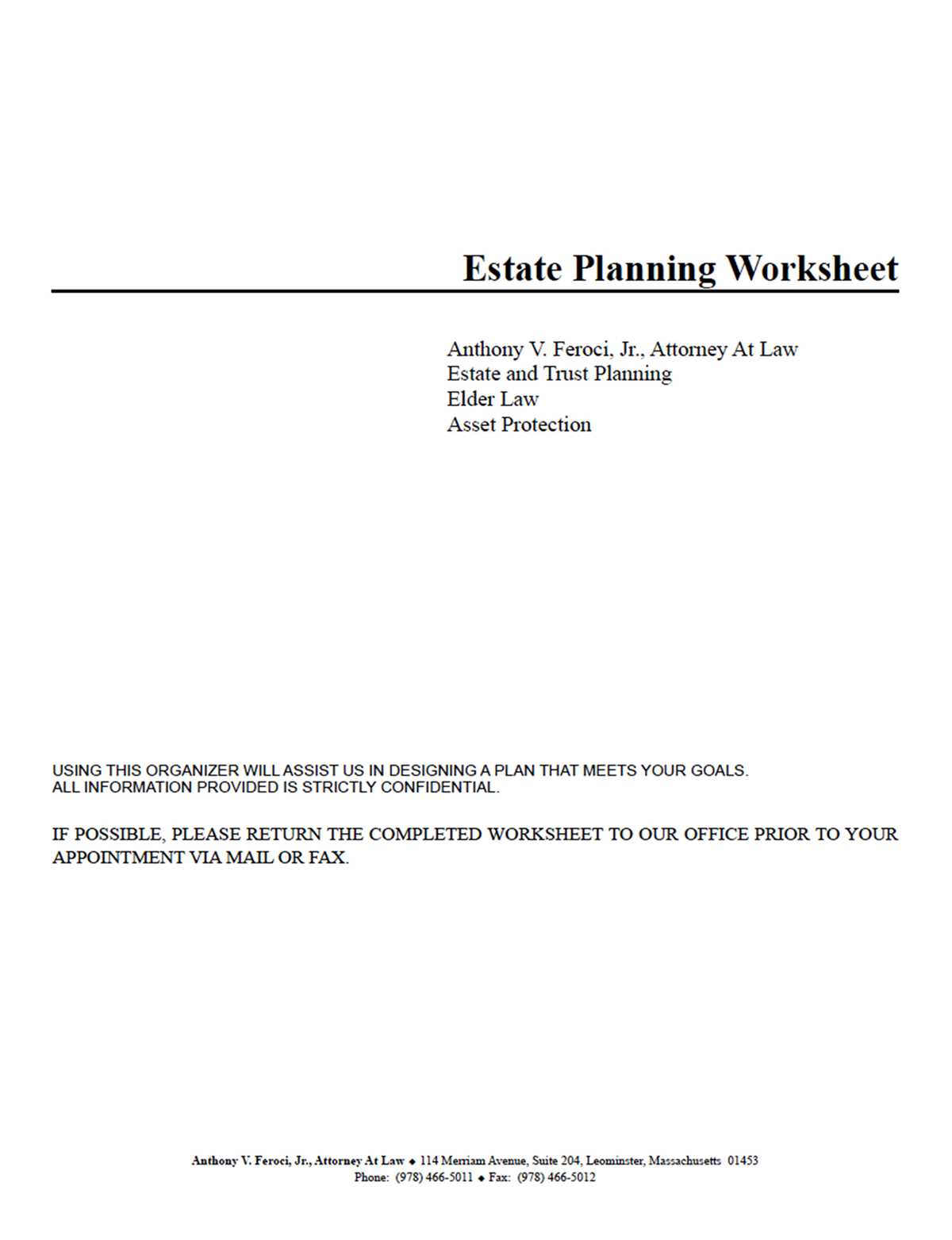 will preparation worksheet