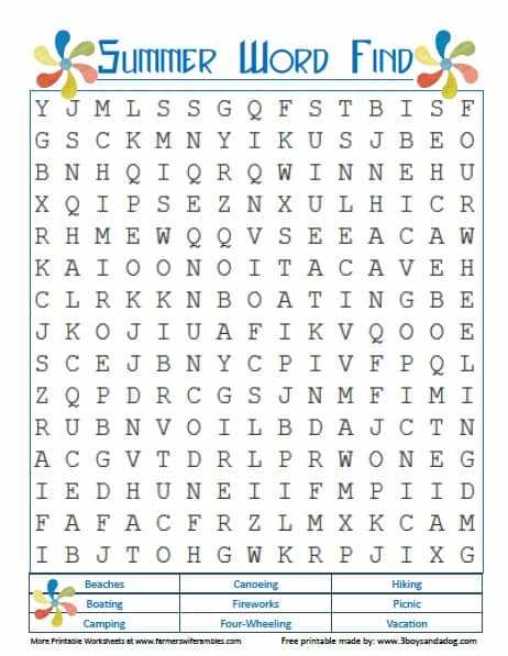 word find printable worksheets