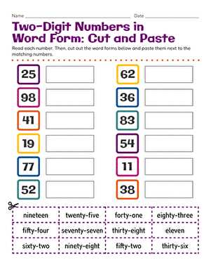 word form of numbers worksheet