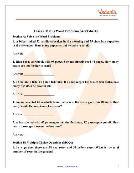 word problem worksheets